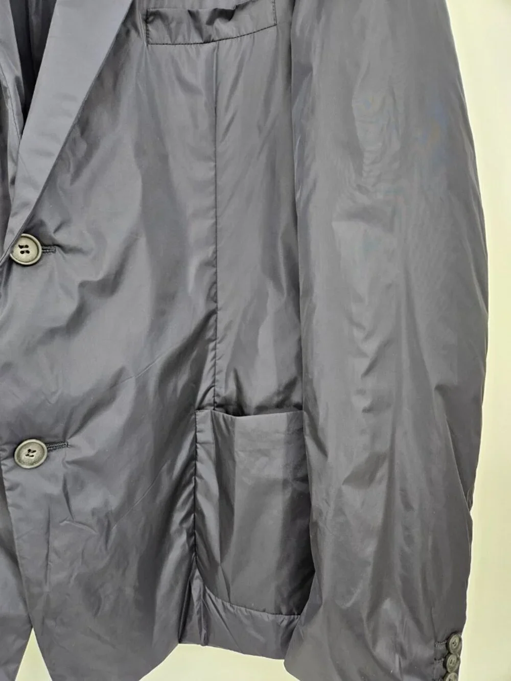 New Prada Navy Blue Nylon Jacket Mens Size 58 Blazer Sportscoat Pockets